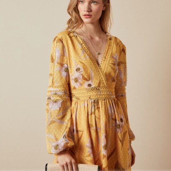 Ted Baker Cabana Yellow chiffon dress - Picture 2 of 6